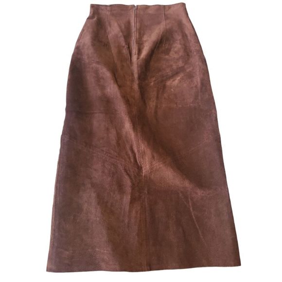 POSITANO Vintage 90s Genuine Leather Suede Western Maxi Skirt Size 10 - Picture 5 of 10